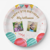 Assiettes En Carton Balloon d'anniversaire Or rose Confetti Photos N'i (Devant)