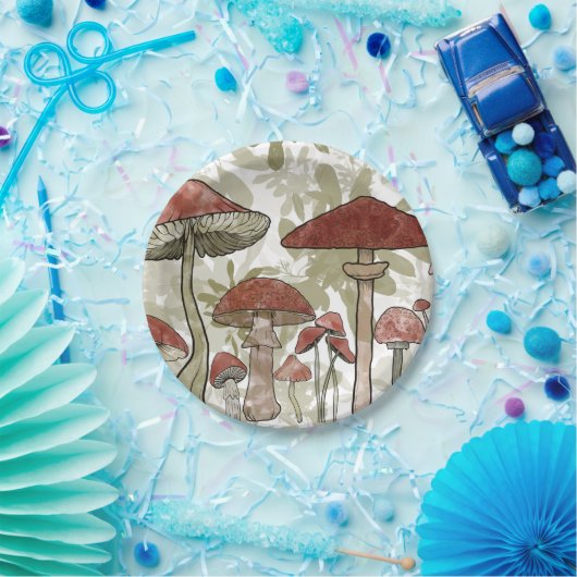 Assiettes En Carton Balloon de champignons verts et rouges (Fête)