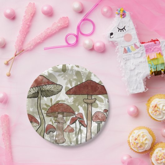 Assiettes En Carton Balloon de champignons verts et rouges (Fête)