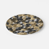 Assiettes En Carton Balloon d'or noir moderne 50e anniversaire (Angle)