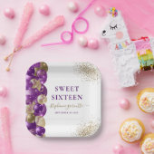 Assiettes En Carton Balloon doux 16 violet or étincelant (Fête)