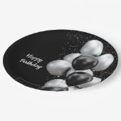 Assiettes En Carton Balloon gris noir chic (Angle)
