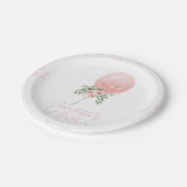 Assiettes En Carton Balloon rose floral première plaque d'anniversaire (Angle)