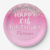 Assiettes En Carton Balloon rose Ombre fête d'anniversaire (Devant)