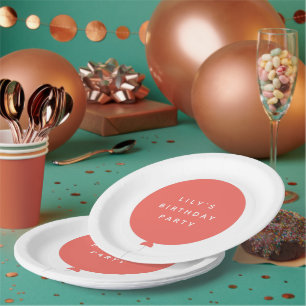 Assiettes En Carton Balloon scandinave   Coral rose fête d'anniversair