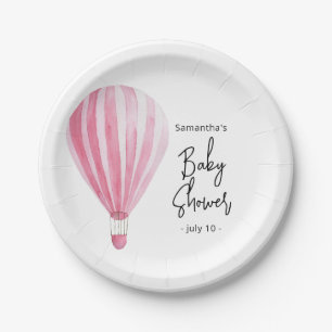 Assiettes En Carton Balloons à air chaud rose Baby shower