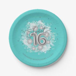 Assiettes En Carton Balloons de fête d'anniversaire 16 ans doux en feu