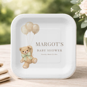 Assiettes En Carton Balloons en peluche "Bearly Wait" pour Baby Shower