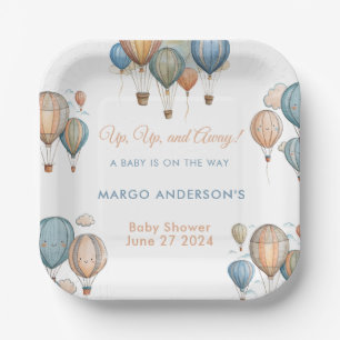 Assiettes En Carton Balloons Hot Air Pastel Boy Baby shower de voyage