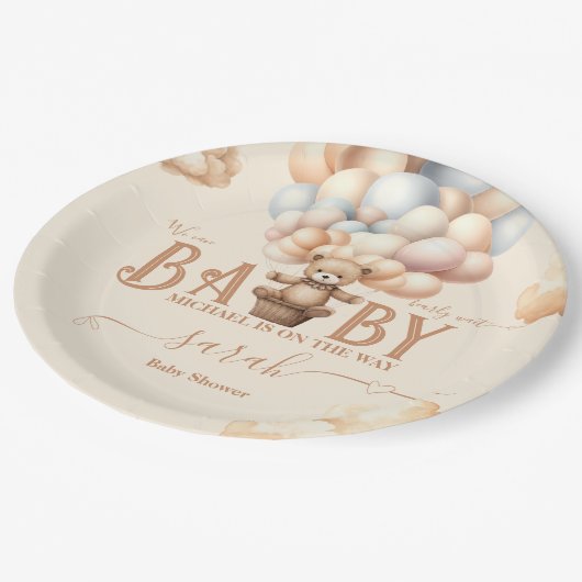 Assiettes En Carton Balloons Ours Teddy Bearly Wait Genre Neutre (Angle)