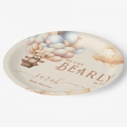 Assiettes En Carton Balloons Ours Teddy Bearly Wait Genre Neutre (Angle)