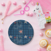 Assiettes En Carton Ballotin de patchwork Denim (Fête)