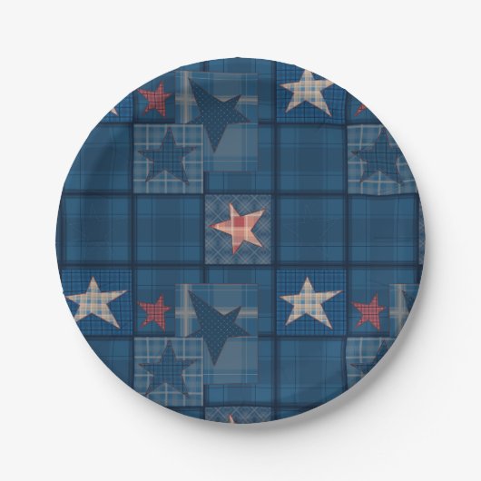 Assiettes En Carton Ballotin de patchwork Denim (Devant)