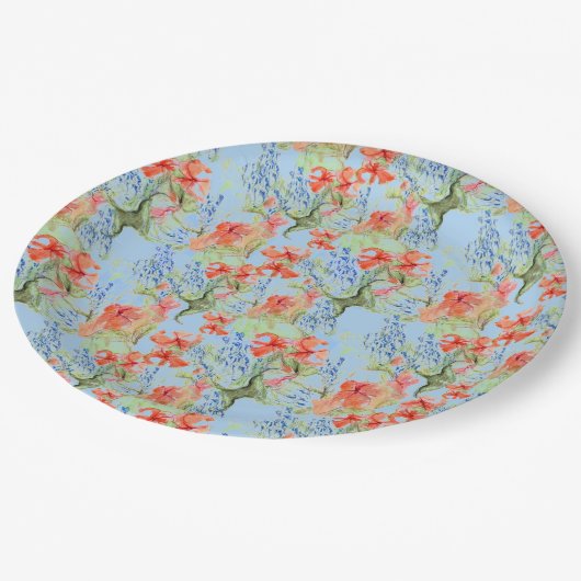 Assiettes En Carton Balsam et Lobelia fleurs Plaque (Angle)