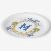 Assiettes En Carton Bambou & Cimier Topiaire Orange | Monogramme à 1 l (Angle)