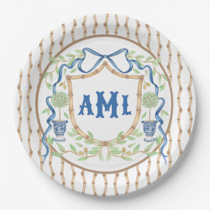 Assiettes En Carton Bambou et poitrine opiacée   Monogramme