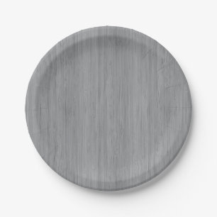 Assiettes En Carton Bambou gris cendré avec apparence de grain de boi
