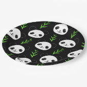 Assiettes En Carton Bambou Motif Kawaii Panda En Blanc Noir (Angle)