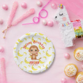 Assiettes En Carton Banana Baby Monkey Joyeux Plaques de papier d'anni (Fête)