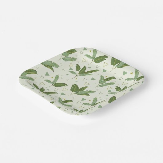Assiettes En Carton Banana Leaf With Triangles (Angulaire)