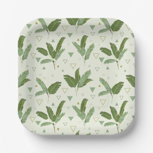 Assiettes En Carton Banana Leaf With Triangles (Recto)