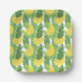 Assiettes En Carton Banana Leaves et Fruit Pattern (Recto)