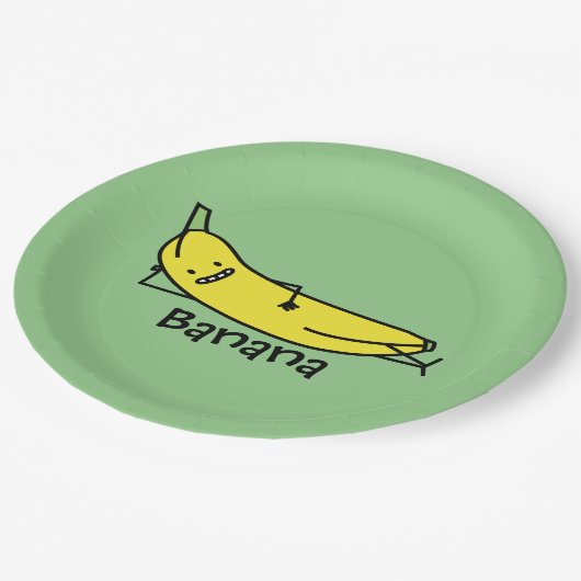 Assiettes En Carton Banane qui sourit, fixant et détendant (Angle)