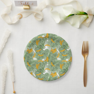 Assiettes En Carton Banane tropicale moderne Motif vert