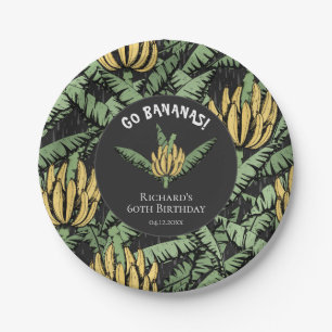 Assiettes En Carton Bananes Go modernes Banane jaune noire et Feuilles