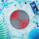 Assiettes En Carton Bandana Ouest Et Jean Bleu Imprimer (Fête)