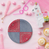 Assiettes En Carton Bandana Ouest Et Jean Bleu Imprimer (Fête)