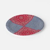 Assiettes En Carton Bandana Ouest Et Jean Bleu Imprimer (Angle)