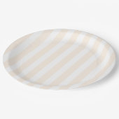 Assiettes En Carton Bande de bonbons beige et blanche (Angle)