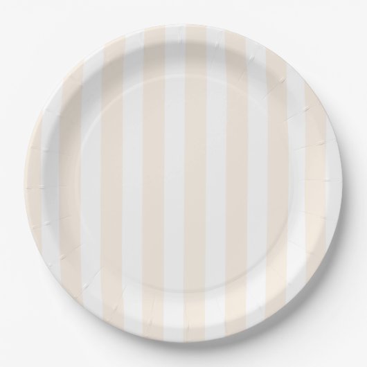 Assiettes En Carton Bande de bonbons beige et blanche (Devant)
