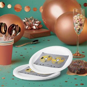 Assiettes En Carton Bande de cassette Illustration musique Vintage Lov
