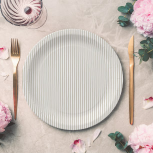 Assiettes En Carton Bande de cueillette beige et blanche