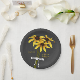 Assiettes En Carton bande de fleur sauvage Black Eyed Susan mariage