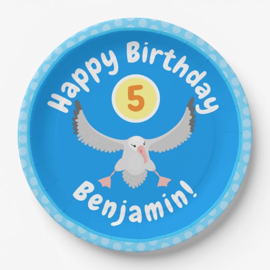 Assiettes En Carton Bande dessinée de l'oiseau mûre albatros (Devant)