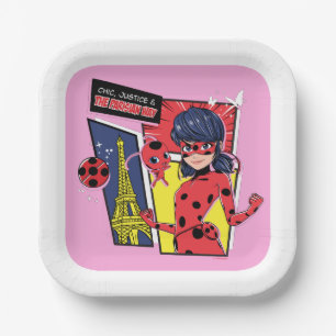 Assiettes En Carton Bande dessinée Miraculaire Ladybug Parisienne