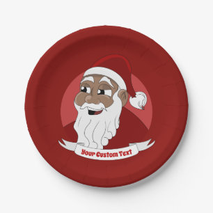 Assiettes En Carton Bande dessinée noire de sourire du père noël