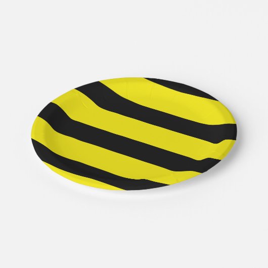 Assiettes En Carton Bande jaune et noire (Angle)