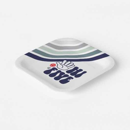 Assiettes En Carton Bande rétro HI 5 (Angulaire)