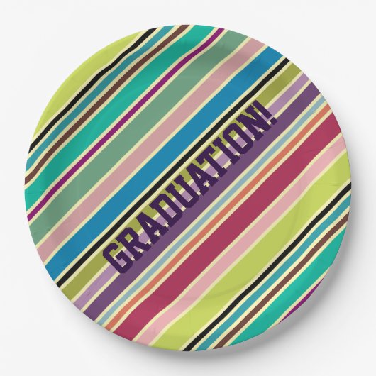 Assiettes En Carton Bande très colorée (Devant)