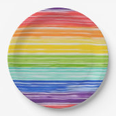 Assiettes En Carton Bandes arc-en-ciel inondées (Devant)
