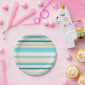 Assiettes En Carton Bandes blanches d'aqua mignonnes (Fête)