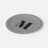 Assiettes En Carton Bandes blanches modernes personnalisées monogramme (Angle)