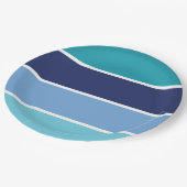 Assiettes En Carton Bandes bleues (Angle)