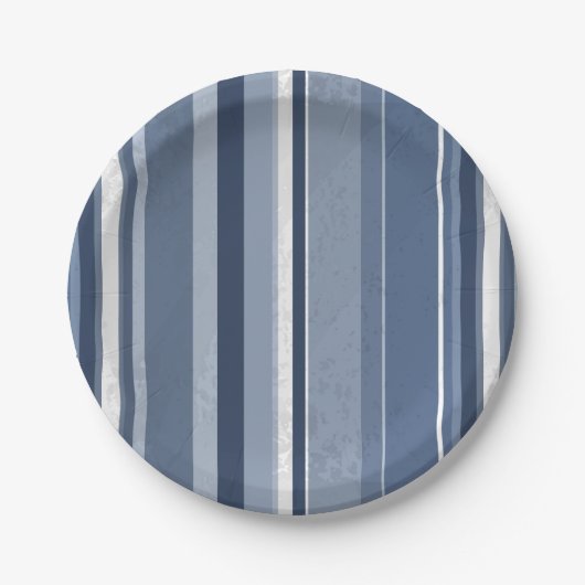 Assiettes En Carton Bandes Bleues et blanches (Devant)