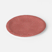 Assiettes En Carton Bandes Chevron Argent Rouge (Angle)