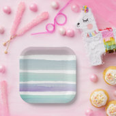 Assiettes En Carton Bandes d'aquarelle Pastel (Fête)